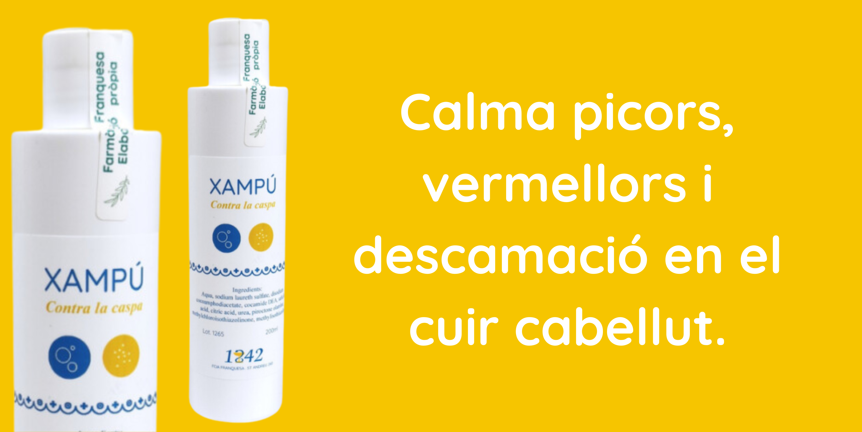 champú contra la caspa 1842, cabello limpio, sin escamas y sin picores.