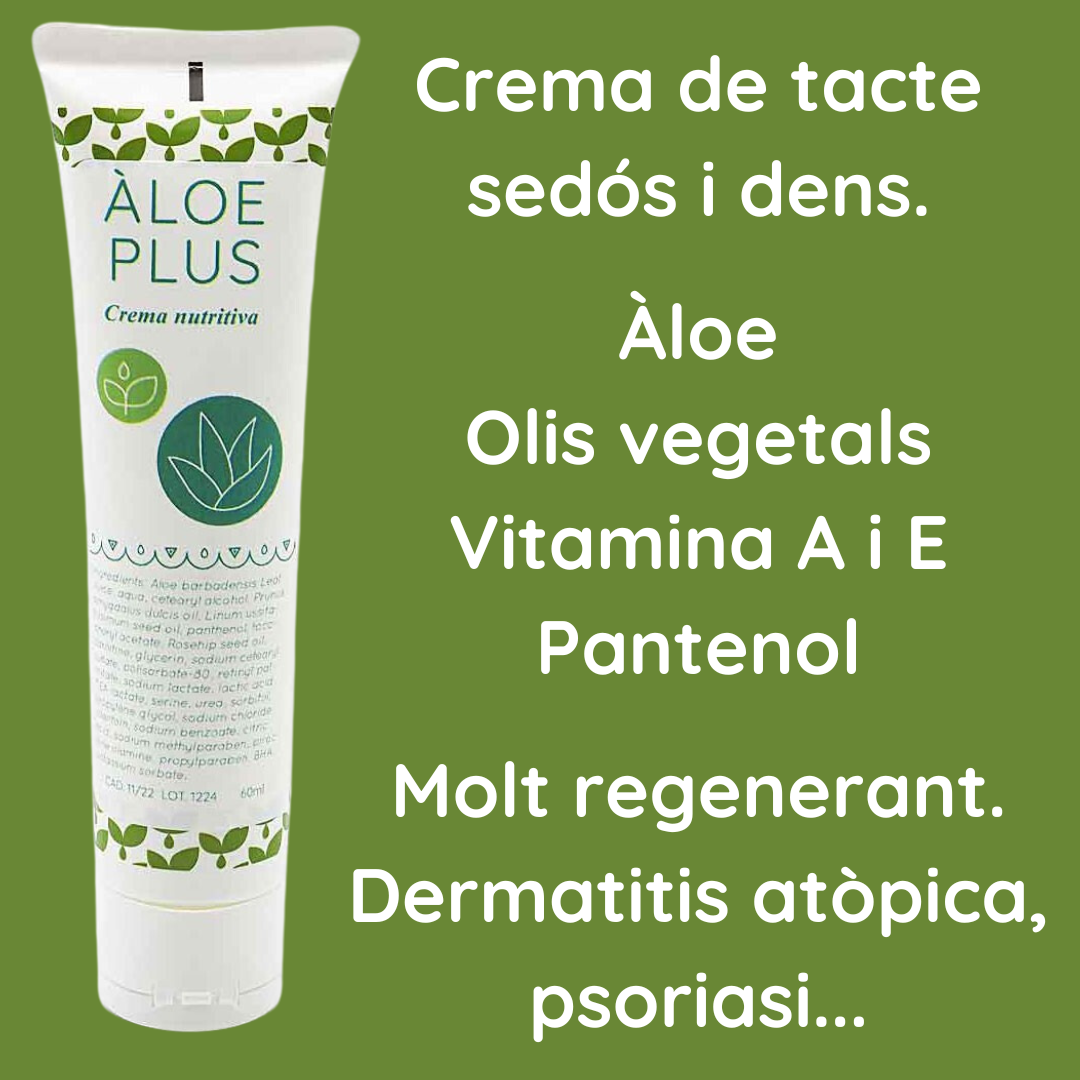 Crema nutritiva àloe plus 1842 molt regenerant para dermatitis atòpica i psoriasi en brots locals i intensos.